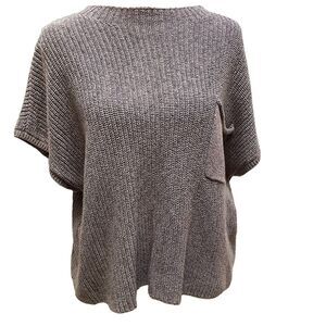 Free People FP Beach Freya Knit Short Sleeve Sweater Top Mauve Boho L Minimalist